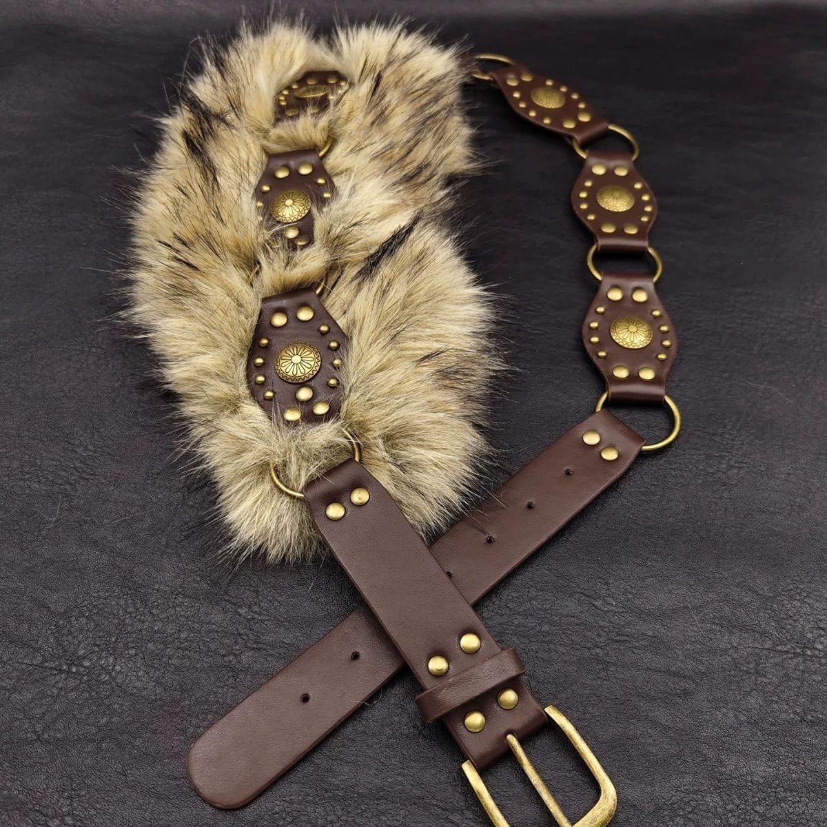 Ceinture Bohème pour Femme en Fausse Fourrure, Accessoire pour Short en Jean, Robe, Soirée, Danse, Style Ethnique, Ceintures de Niche
