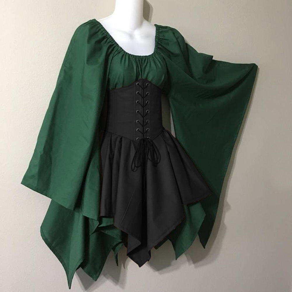 Costume d'elfe pour femmes, robe traditionnelle irlandaise de la Renaissance, Costume de fée médiévale, oreilles d'elfe pour Halloween Cosplay