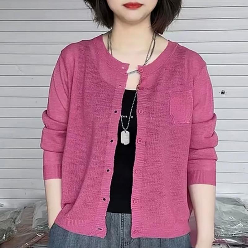 Cardigan tricoté de style coréen pour femmes, châle d'été à manches longues, protection solaire fine, petit manteau, haussement d'épaules, nouvelle collection 2025