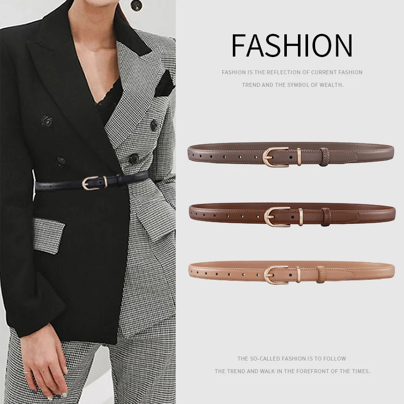 Ceinture en cuir fin pour femmes, boucle en alliage personnalisée, Simple, mode, haute qualité, ceinture décorative avec manteau en jean