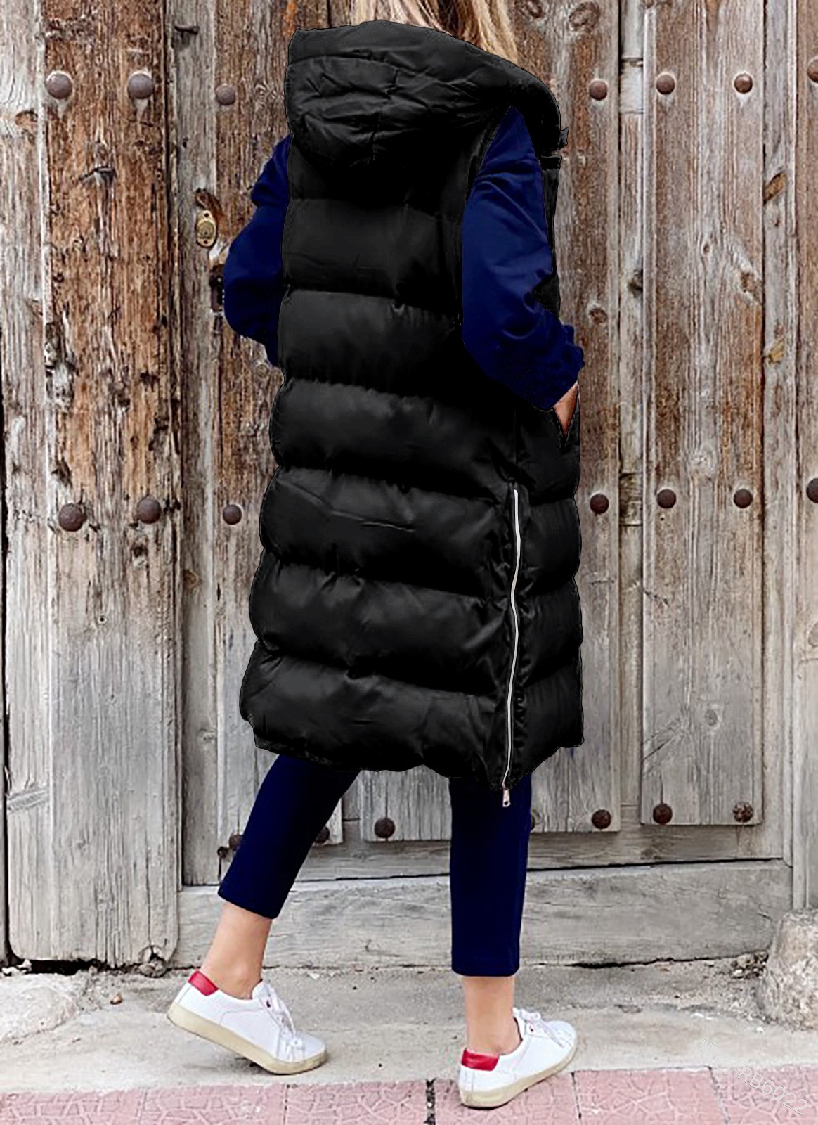 Femmes manteau Long gilet avec capuche automne hiver sans manches chaud coton vers le bas manteau gilet matelassé gilet doudoune vêtements d'extérieur 5XL