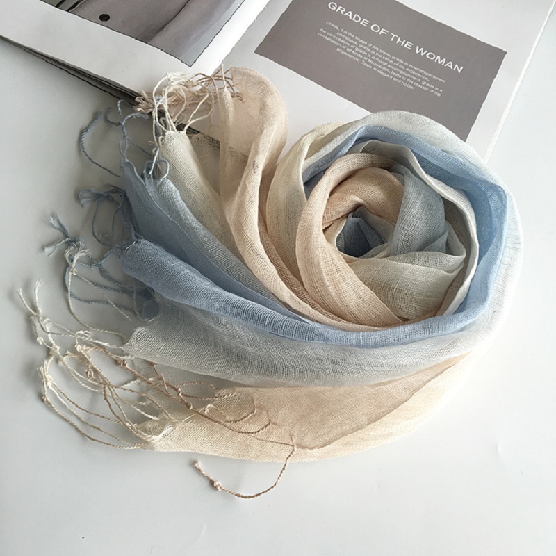 Écharpe pour femme en lin 100% à dégradé de couleurs printemps/été