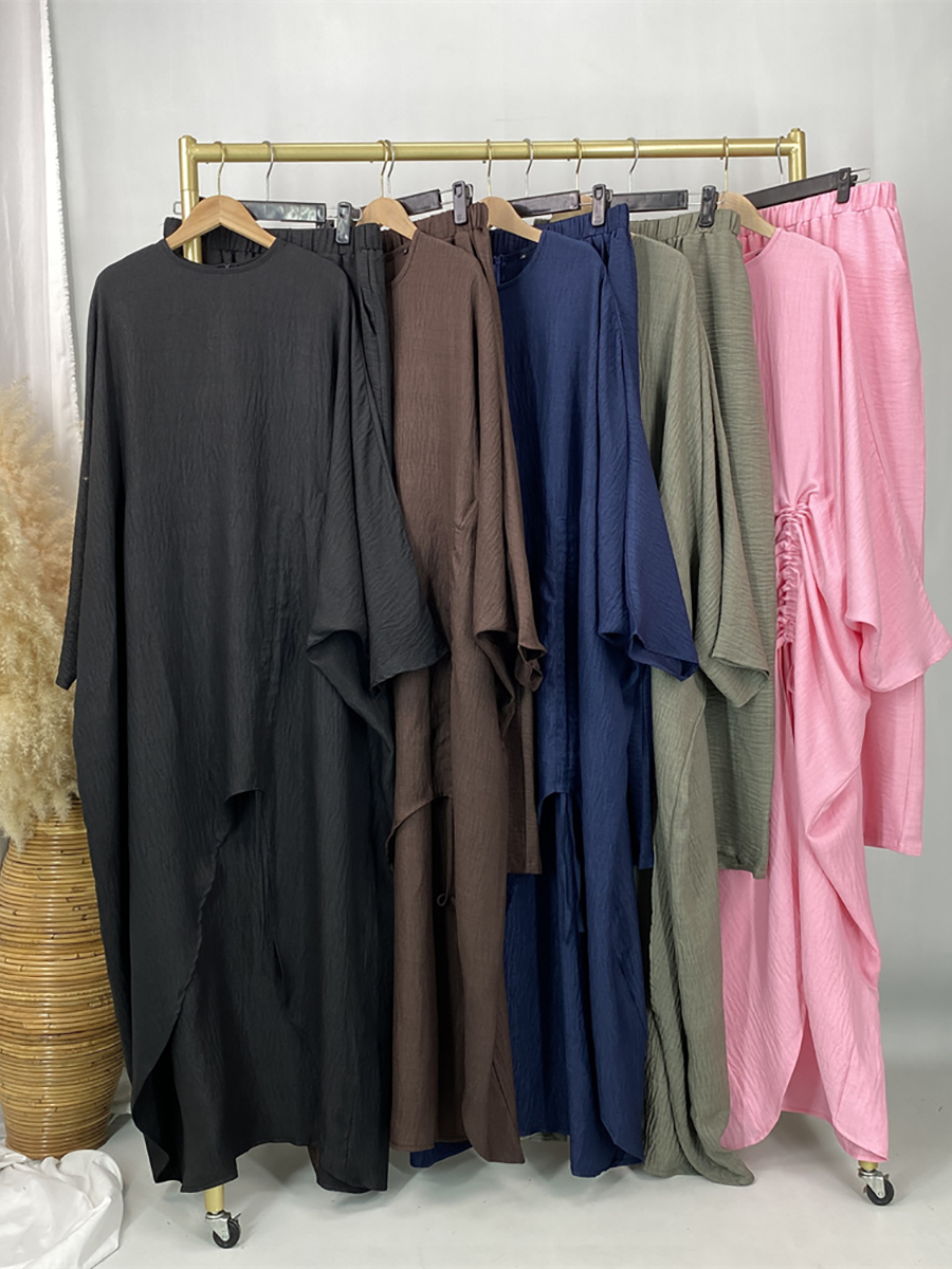 Ensemble Abaya Dubaï 2 pièces, haut et pantalon, pour femmes musulmanes, tenue modeste pour le Ramadan, robe Kaftan, vêtements islamiques pour femme musulmane