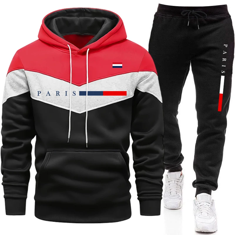 Nouvelle Collection 2026 : Ensemble Homme Tendance – Sweat à Capuche et Pantalon de Jogging Imprimé Paris – Tenue Décontractée Urbaine et Sportive