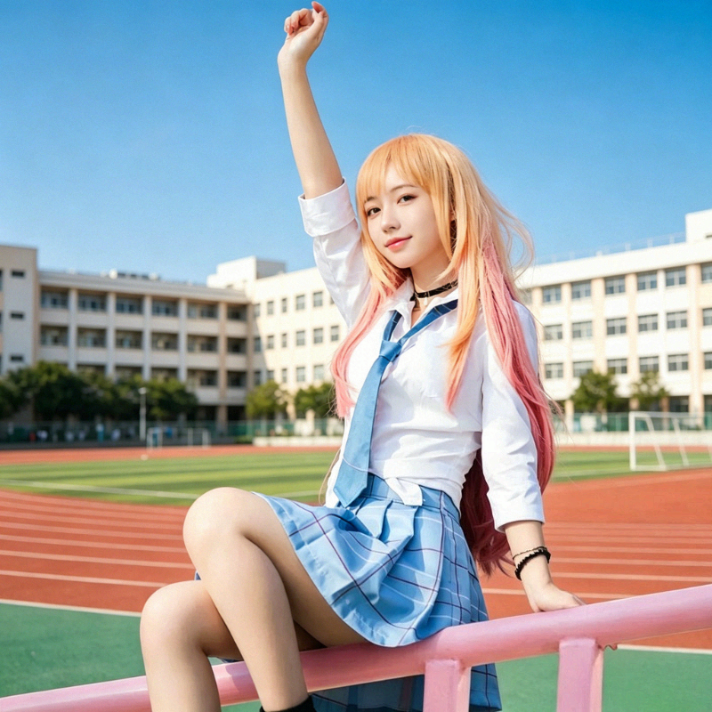 Costume de cosplay My Dress-Up Darling Kitagawa Marin, uniforme scolaire JK, chemise, jupe à carreaux, ensemble complet, tenue de carnaval d'Halloween
