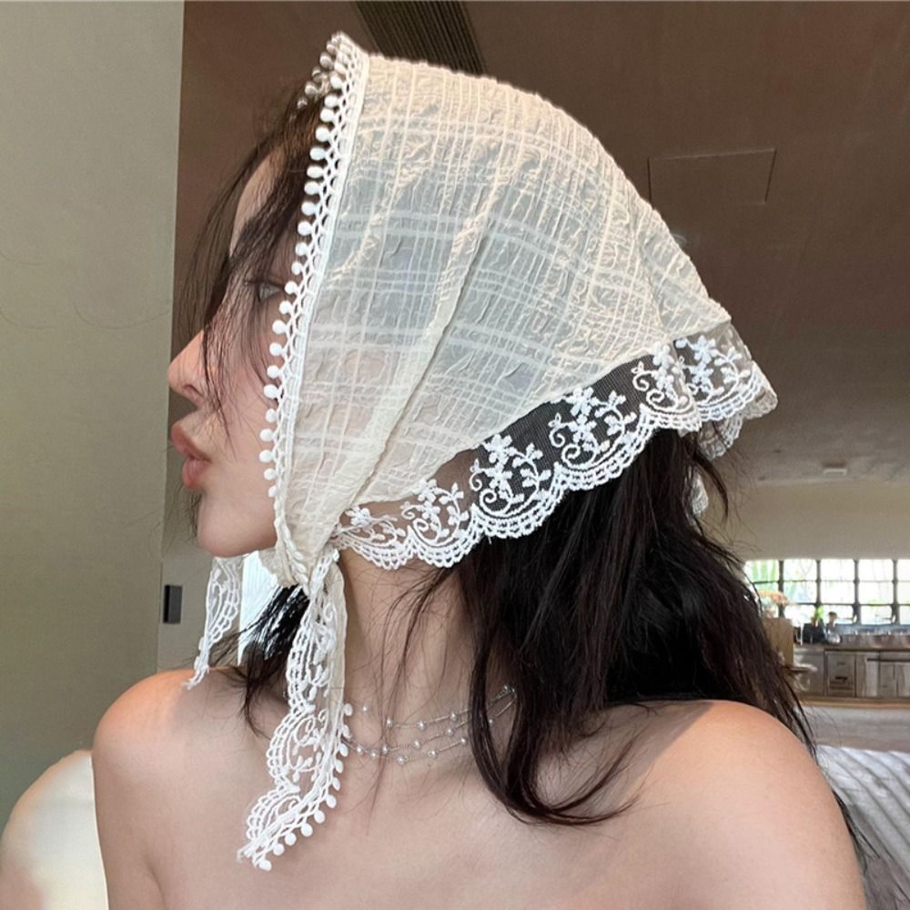 Foulard de cheveux en dentelle douce style français, bandeau triangulaire, turban, accessoires pour photos, bandeau pour cheveux, pour femmes et filles