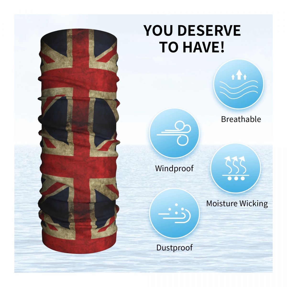 Masque facial multifonctionnel pour adultes, drapeau britannique, cache-cou Bandana rétro imprimé, écharpe, cyclisme, unisexe, respirant