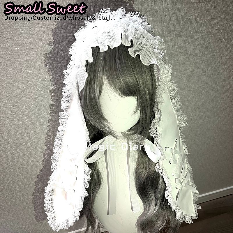 Serre-tête à lacets pour femme, style Y2K subculture, motif lapin aux longues oreilles, avec pince à cheveux gothique Lolita et volants en dentelle