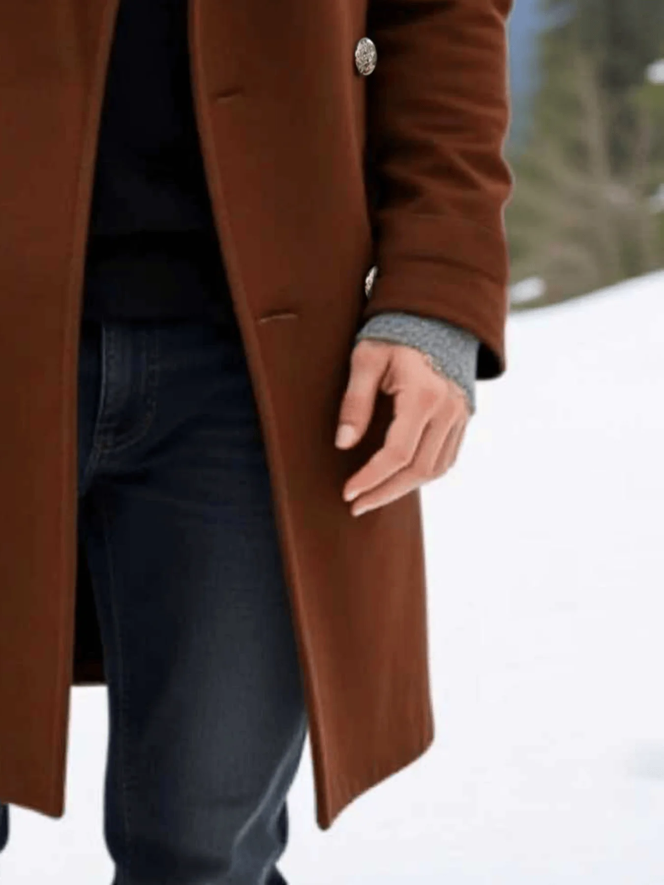 Manteau d'hiver solide pour hommes: veste à double boutonnage en tissu laine, doublure épaisse pour une chaleur ultime-nouvelle arrivée