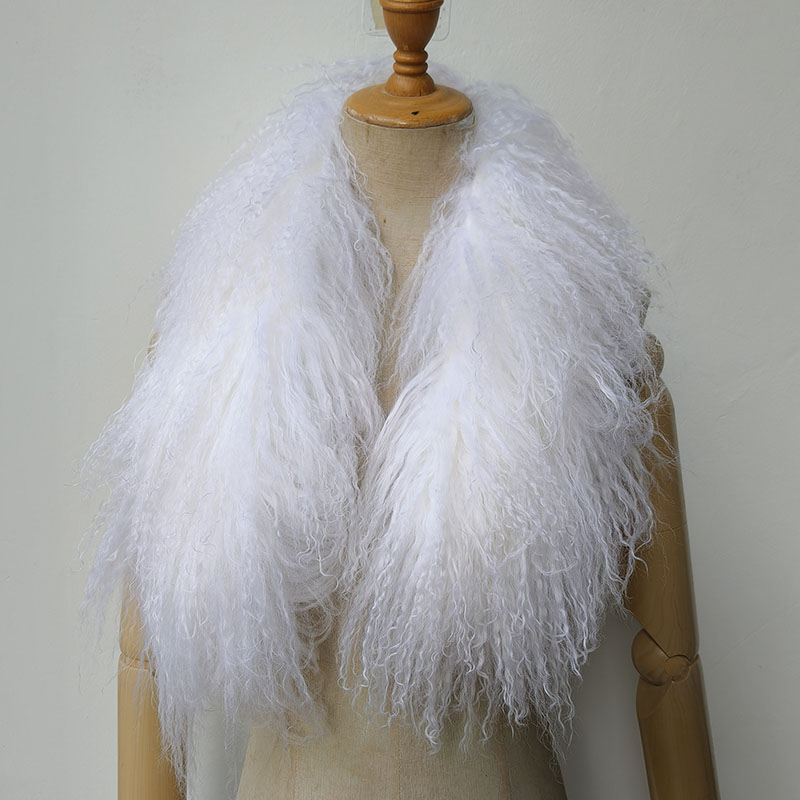 Femmes hiver mongolie agneau écharpe courte de luxe dames chaud véritable Tibet fourrure foulards femme moyenne longueur réel col de fourrure