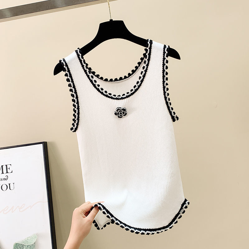 T-shirt col rond femme, estival et chic, à la mode, avec broderie imprimée