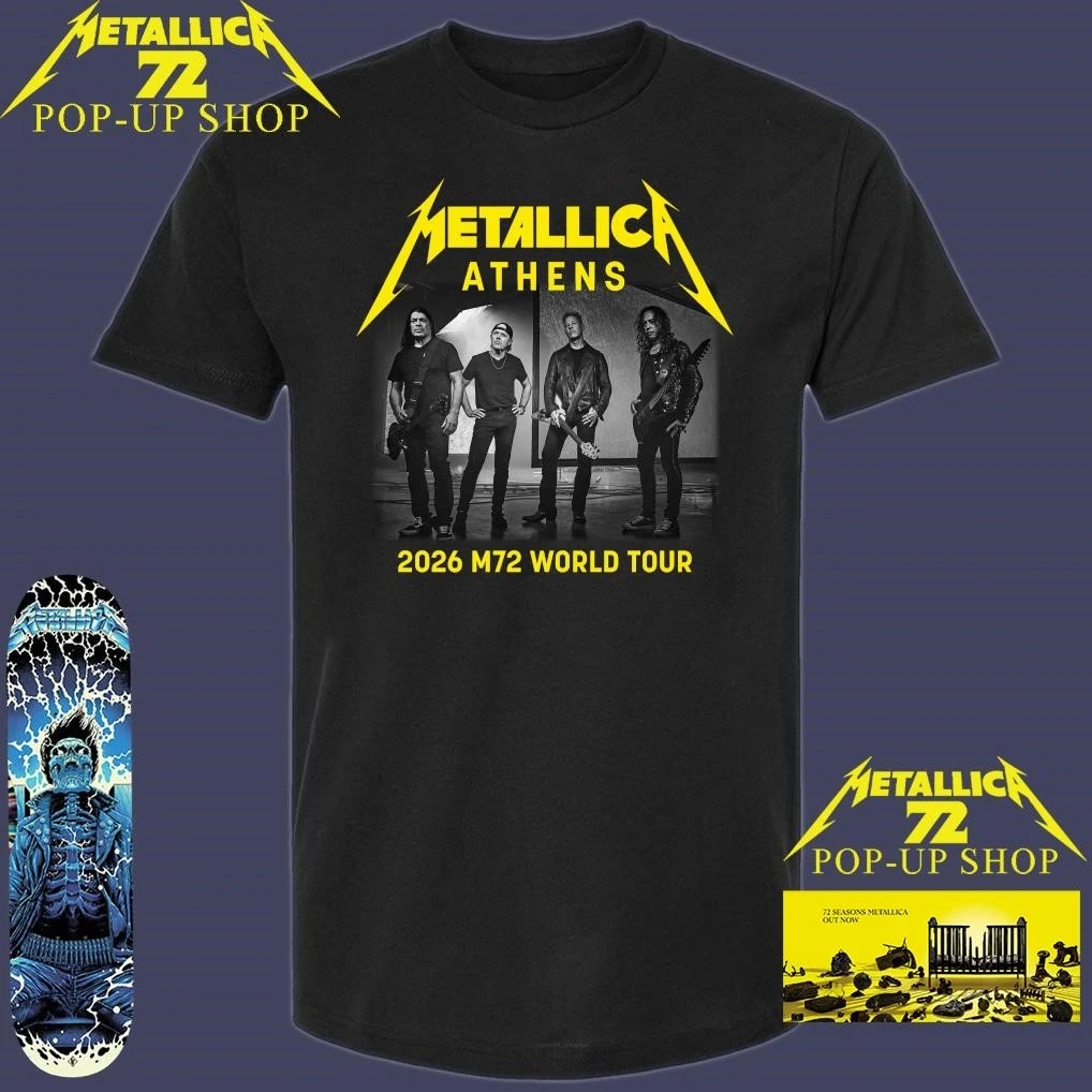 T-shirt Metallica M72 World Tour 2026 Cardiff pour hommes et femmes, vêtements d'été en coton, haut à manches courtes, Streetwear