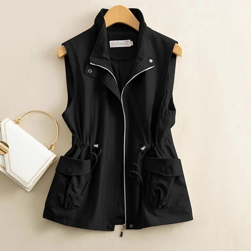Gilet court pour femme, coupe ajustée, printemps-automne, décontracté, nouvelle collection 2026, en pur coton, sans manches