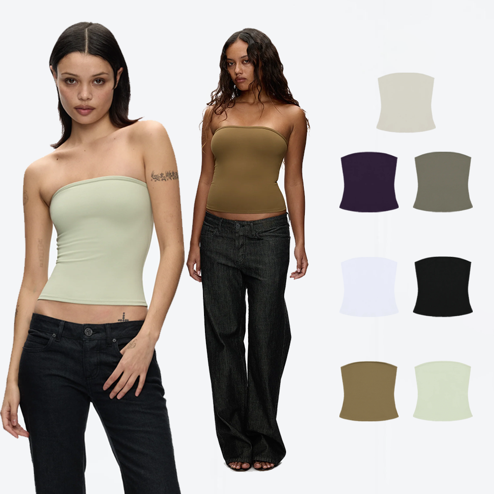 Débardeur tube sans bretelles pour femme, sous-vêtement élastique ajusté, disponible en plusieurs couleurs, débardeur sexy, chemise de base élastique ajustée qui serre la taille, style polyvalent