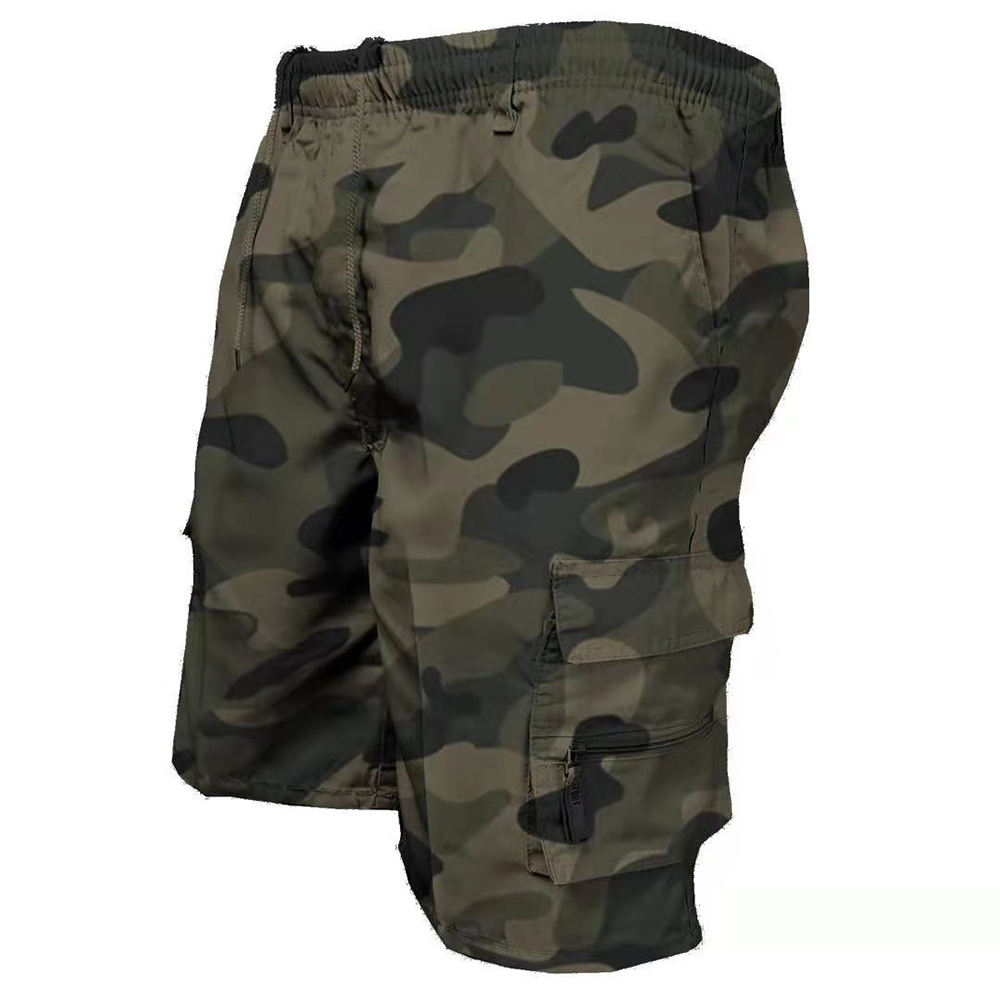 Short tactique d'été pour hommes, Short Cargo décontracté, ample, multi-poches, taille élastique, salopette de travail et de randonnée, pantalon court
