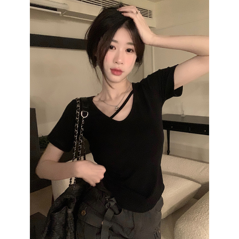 Femme vêtements à manches courtes T-shirt coupe ajustée culture hauts femme col en v été nouvelles femmes T-shirts StreetWear mode Y2K T-shirts haut