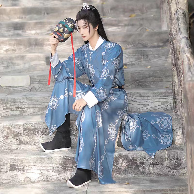 Robe à col rond de la dynastie Tang pour hommes et femmes, vêtements traditionnels chinois, ensemble de cosplay Hanfu, érudit, impression douce, original