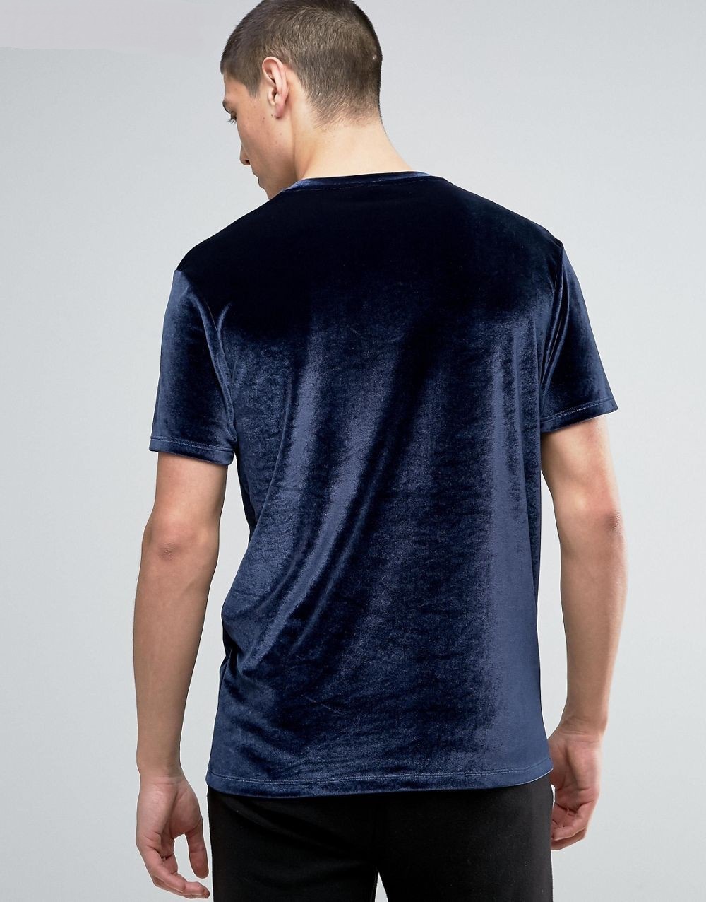 T-shirt à manches courtes en velours pour hommes, mode coréenne, rose, jaune, noir, streetwear, hip hop, vintage, velours, t-shirts