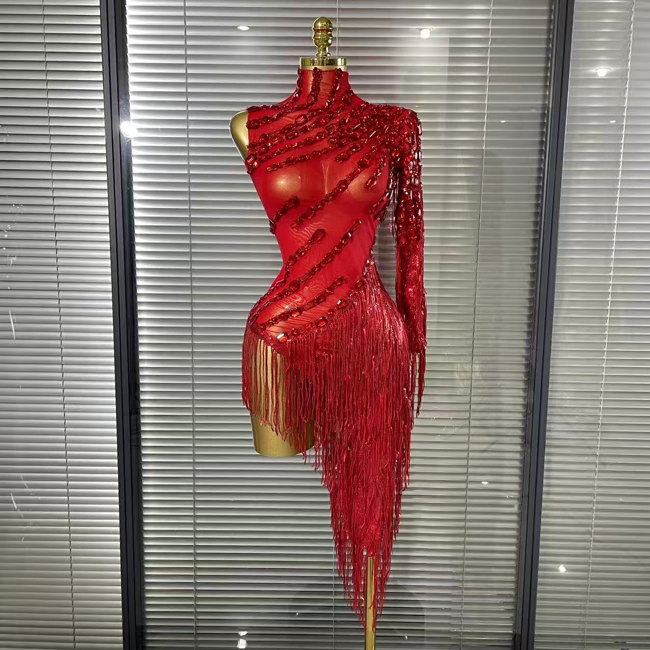 Nouvelle robe moulante mini asymétrique pour femme, couleur léopard, sexy, en maille transparente, à franges, pour soirée, boîte de nuit, scène