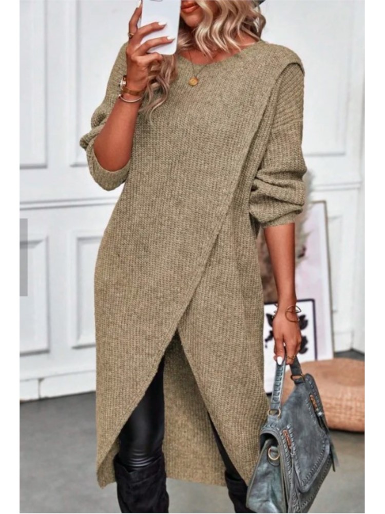 Femmes longue robe pull tricotée 2025 automne hiver chaud fourrure pulls décontracté solide ample tricot robe mi-longue dame travail pulls