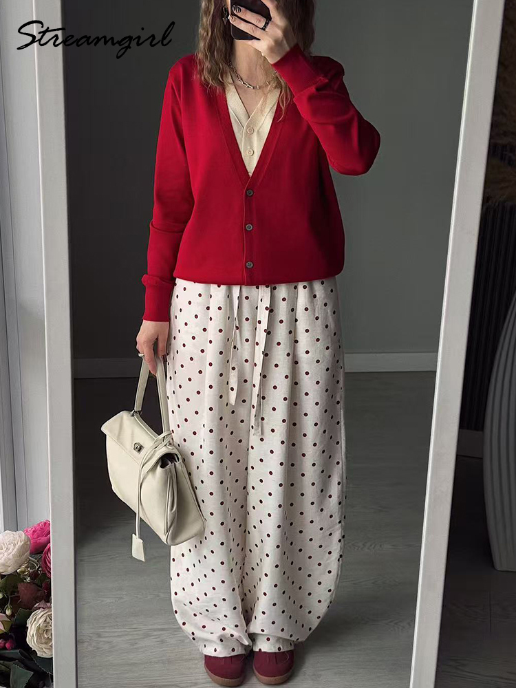 Cardigan court à boutons pour femme, manches longues, col en V, ample, effet deux pièces, rouge, tricoté, veste d'automne pour femme