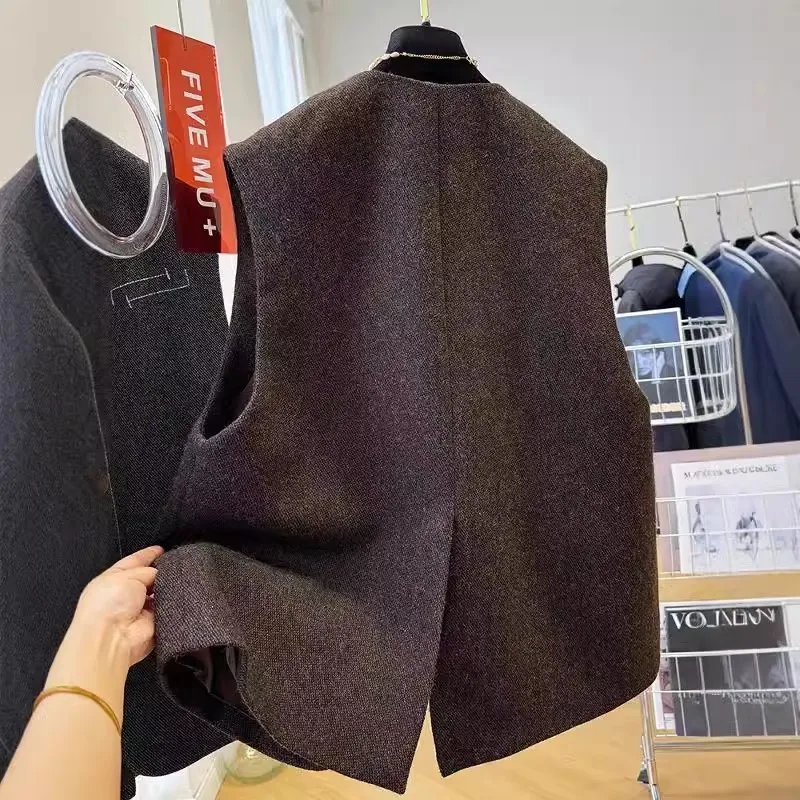 Gilet femme manteau 2025 printemps automne coréen haute qualité sans manches dames vêtements d'extérieur décontracté ample femme gilet veste