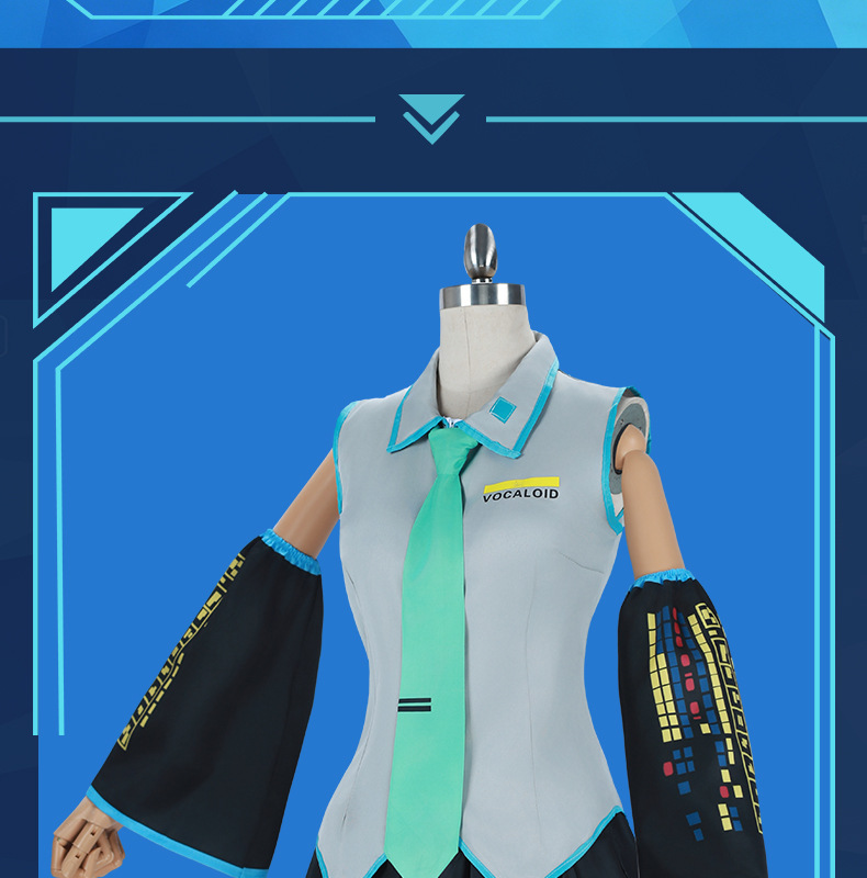Tenue de cosplay d'idole virtuelle, ensemble jupe et veste JK d'anime, perruque et accessoires pour Halloween, Carnaval et Comic Con