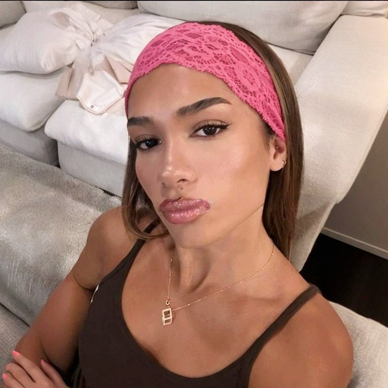 Serre-tête vintage en dentelle, foulard tendance pour femme, accessoires de cheveux pour la plage et les voyages, bande large extensible, cerceaux à cheveux ajourés