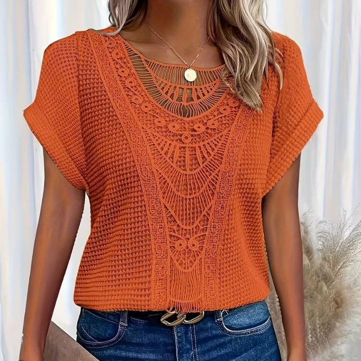 T-shirt élégant à manches courtes avec empiècements en dentelle, vêtements pour femmes, nouveaux modèles printemps-été 2026 européens et américains