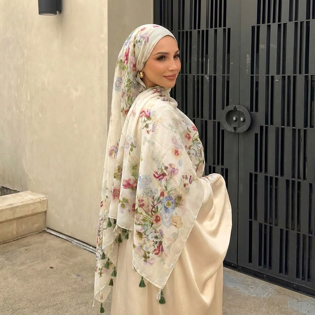Écharpe de créateur pour femme 2026, imprimé cachemire, châles doux effet coton, hijabs oversize, bandeau de cou, foulard à pompons