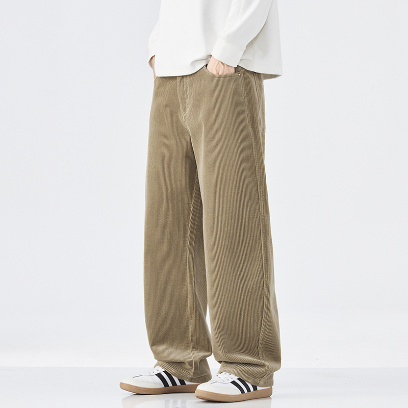 Pantalon Droit à Jambes Larges en Velours Côtelé pour Homme, Streetwear Japonais et Coréen, Mode Décontractée, Vintage, à Rayures, Cargo fjMan, Sarouel