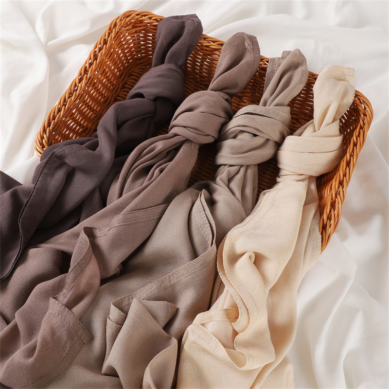 Ramadan couleur unie grande taille coton rayonne Hijab écharpe femmes musulman foulard enveloppes châles Femme Musulman bandeau Turban islamique
