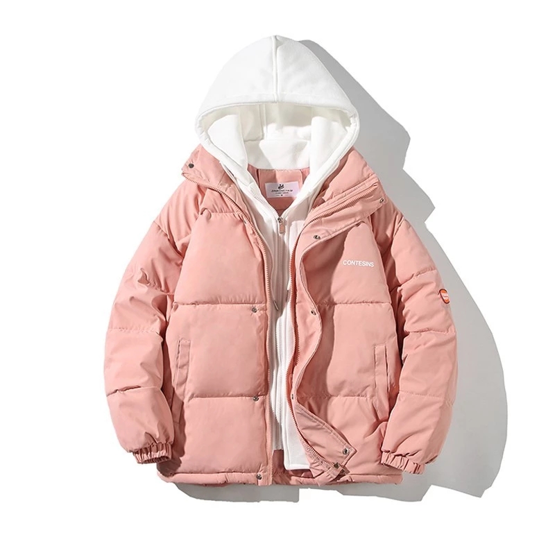 Parka courte à capuche surdimensionnée pour hommes et femmes, manteau en coton rembourré, pardessus décontracté, mode féminine, hiver