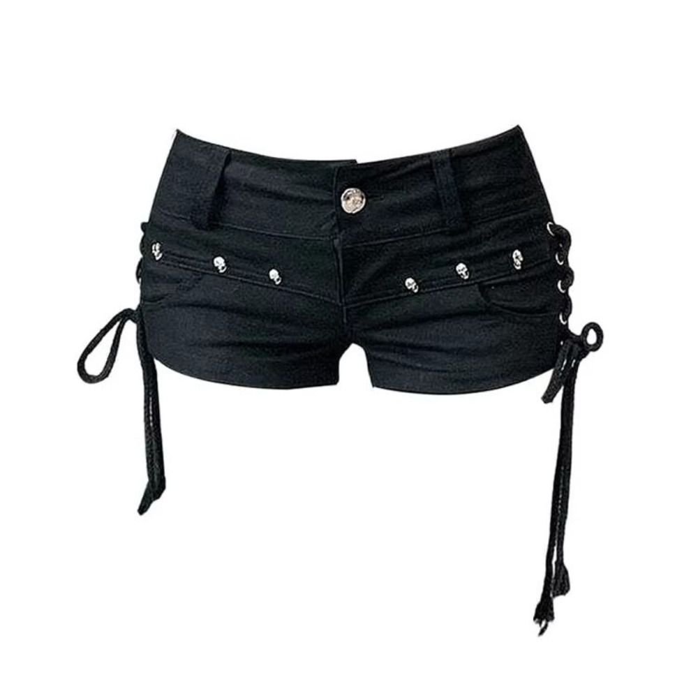 Shorts en jean taille basse pour femmes, shorts en denim extensibles Y2k, style Kpop, pantalon court gothique, vêtements d'été
