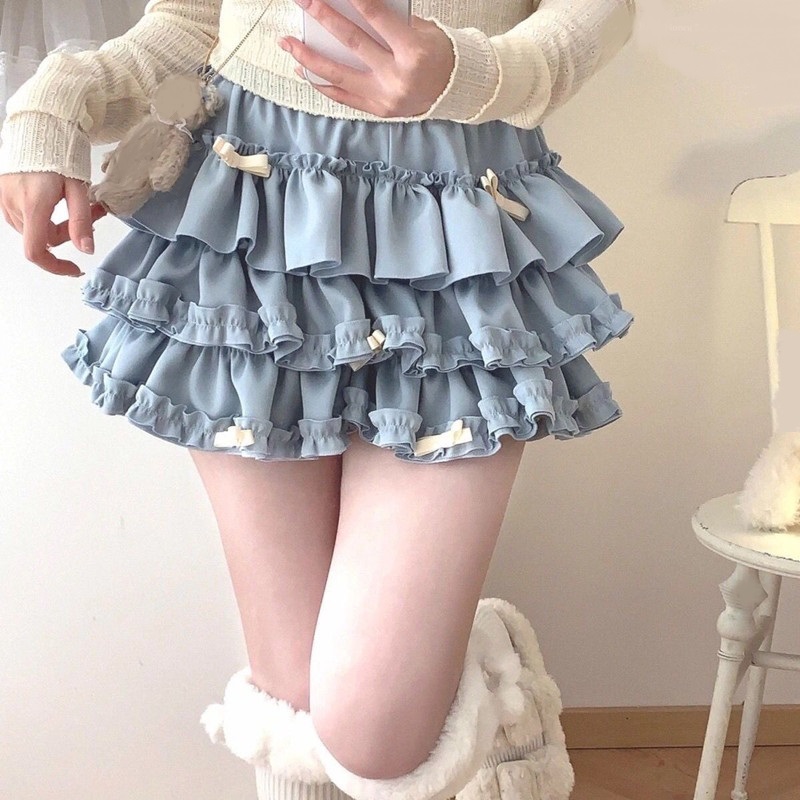 Femmes jupe courte femme taille élastique Tutu jupes à volants a-ligne Mini jupe gâteau plissée