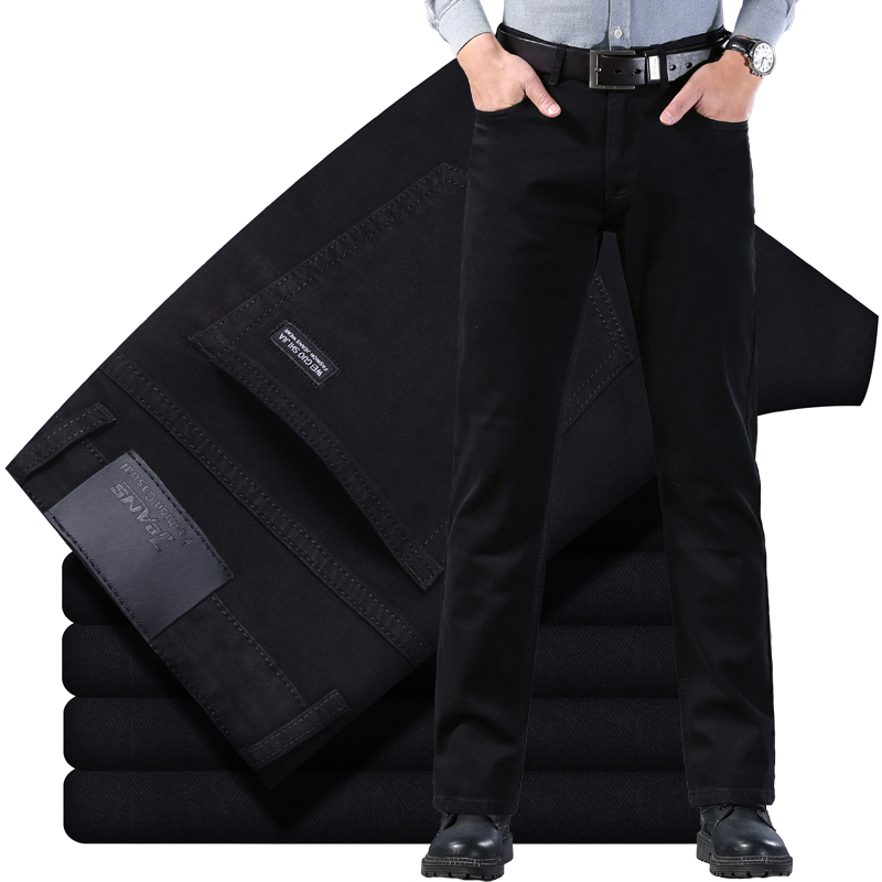 Nouveau Jean Classique Droit Extensible Bleu Noir 2026 pour Homme – Pantalon en Denim Décontracté pour le Travail – Vêtements de Marque Masculins