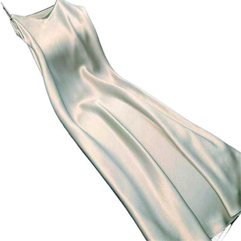 Robe longue en satin pour femme, sans manches, col en V, couleur unie, élégante, style vintage, bretelles spaghetti, été 2026