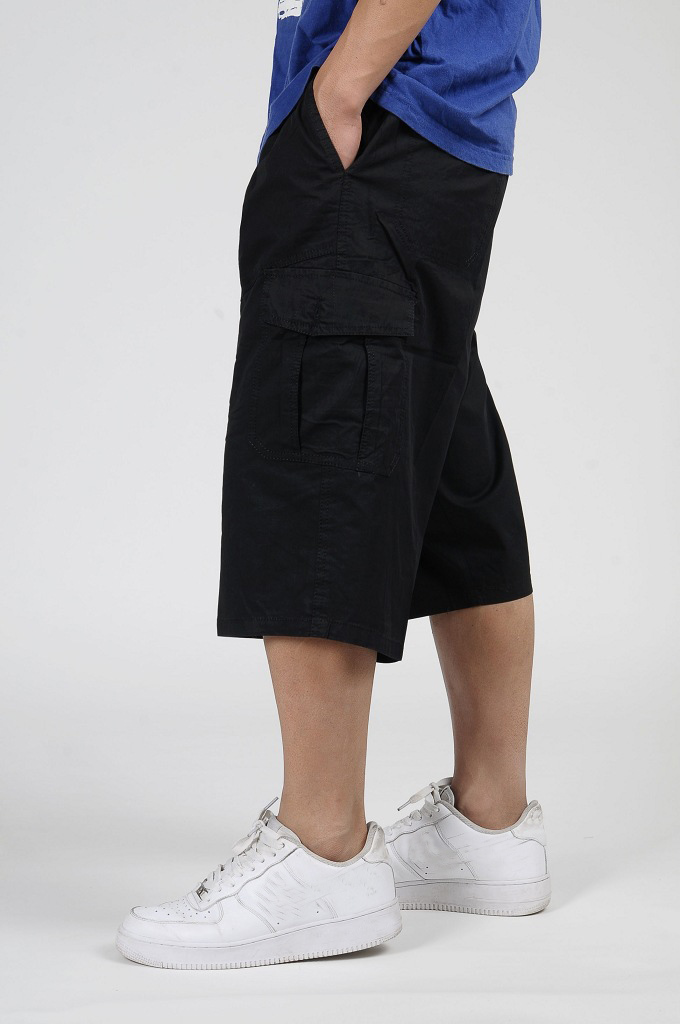 Pantalon ample en coton pour hommes, baggy cargo, longueur aux genoux, style décontracté, kaki, grandes tailles 3xl, 4xl, 5xl et 6xl