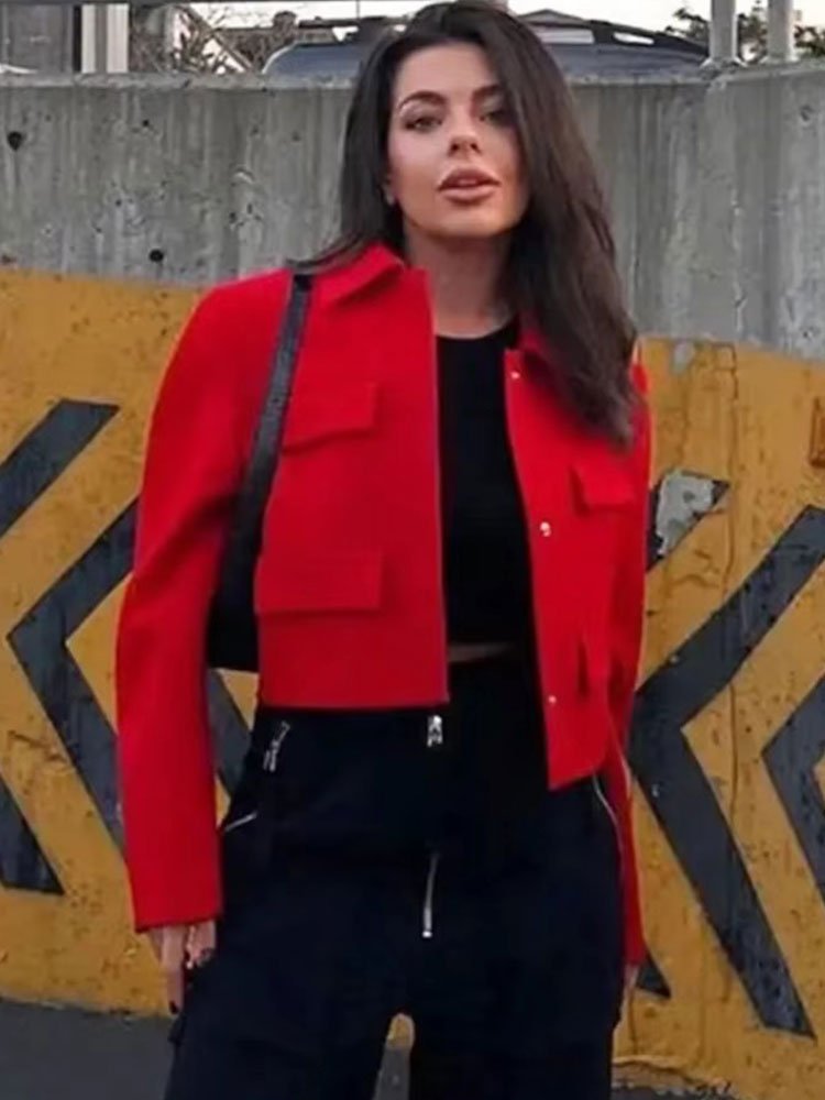HH printemps veste pour femmes mince recadrée manteau élégant solide à manches longues veste avant rabat poche vêtements d'extérieur mode Streetwear
