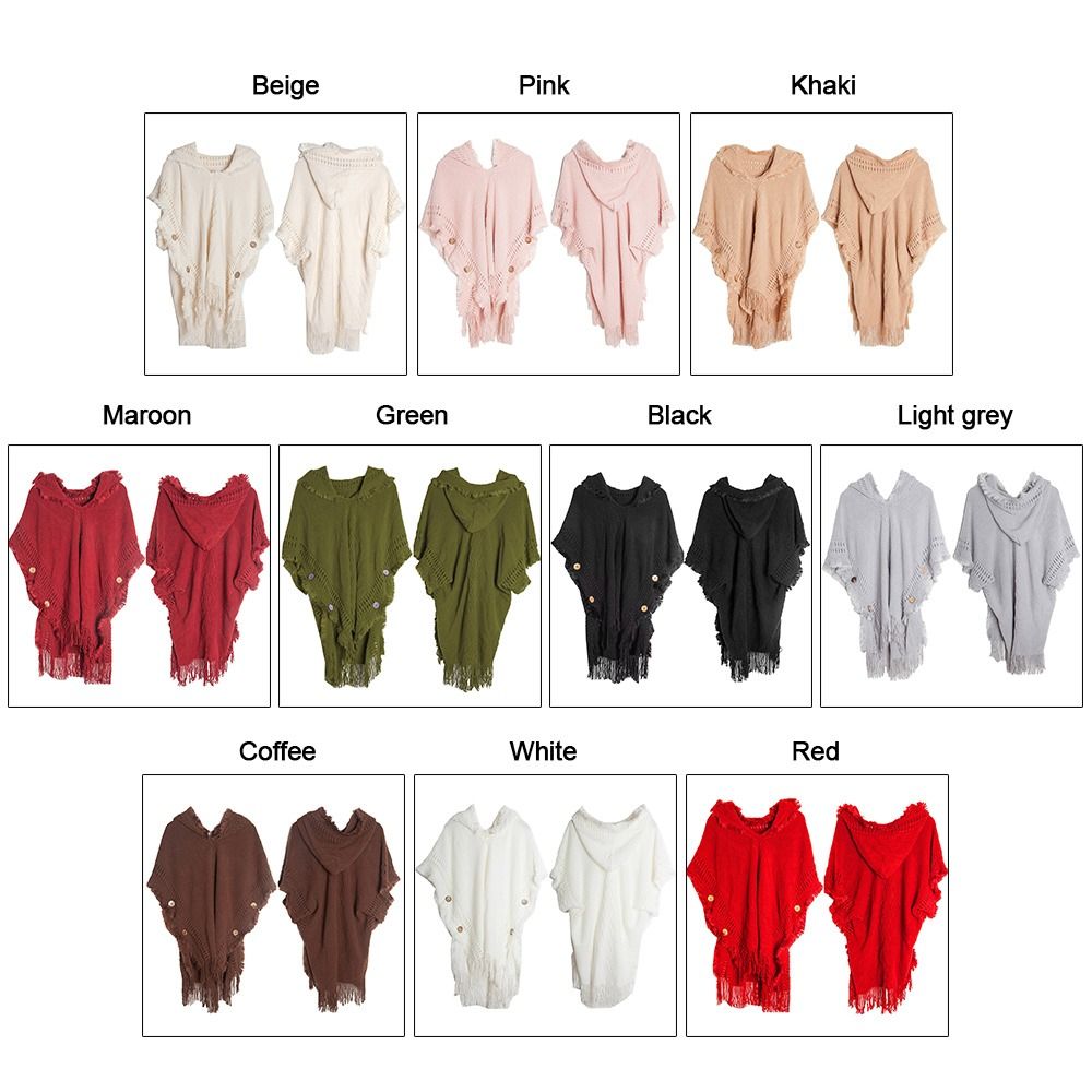 Partie de mariage bohème à capuche tricoté châle hiver chaud bouton dames gland Cape enveloppes écharpe manteau