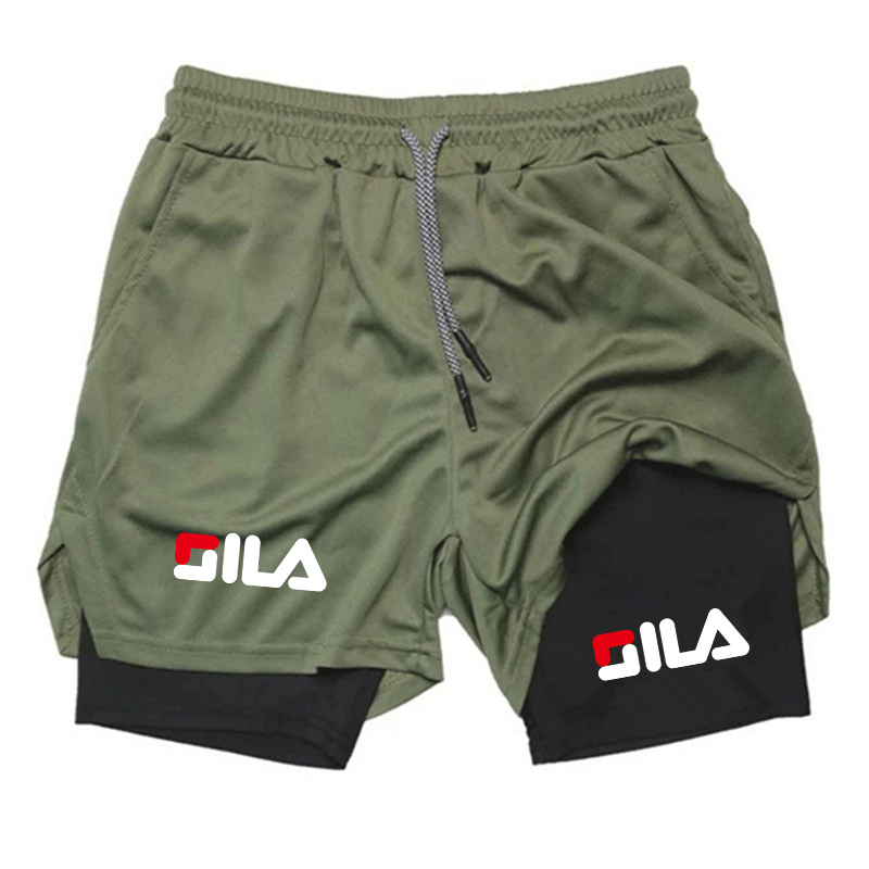 Shorts de sport pour hommes - Double couche à séchage rapide pour l'entraînement, évacuation de l'humidité et respirabilité, absorption de l'humidité double couche
