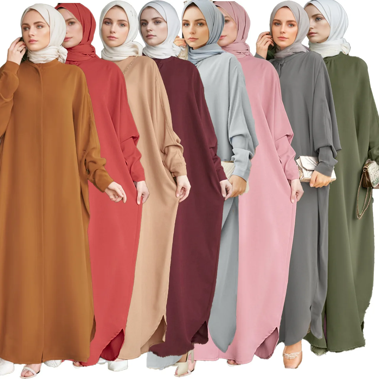 Abaya musulmane pour femmes, manches chauve-souris, dubaï, Islam, malaisien, arabe, robe longue, solide, modeste, adt Abayas, caftan, Ramadan, Maroc, 2025