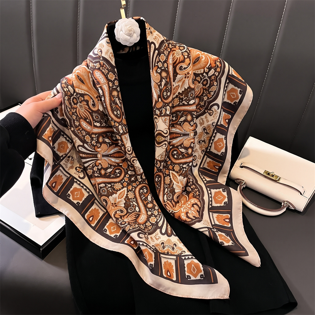 Nouveau Foulard Carré en Soie pour Femme, Marque de Luxe, 90 cm, Imprimé Satiné, Hijab, Écharpe, Paréo, Bandana, Châle, Bandeau, Foulard Musulman