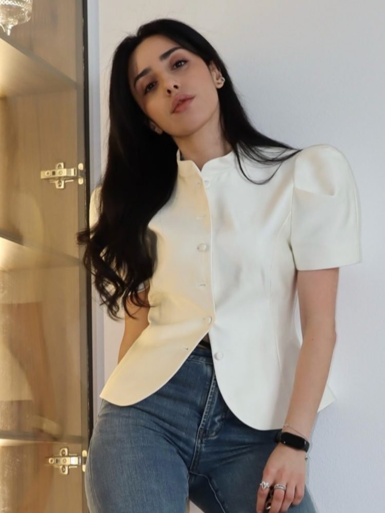 Ensemble deux pièces sexy pour femme : haut court asymétrique transparent à imprimé floral et pantalon large – Style urbain