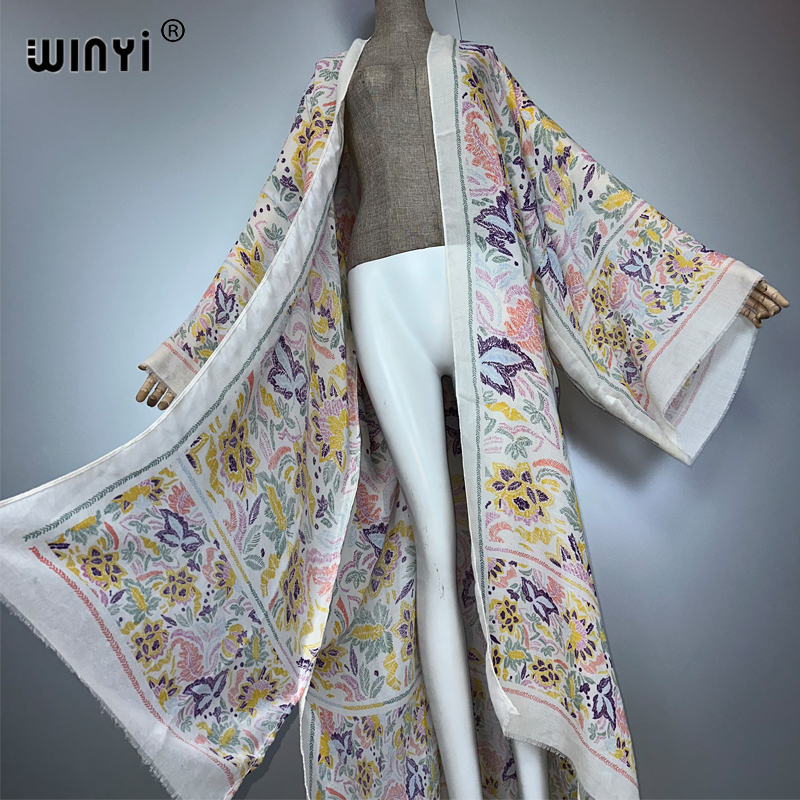 Tenue d'été WINYI, kimono, imprimé rétro africain, robe de plage, cardigan, vêtements de plage pour femmes, abaya de luxe Dubaï, kaftan.