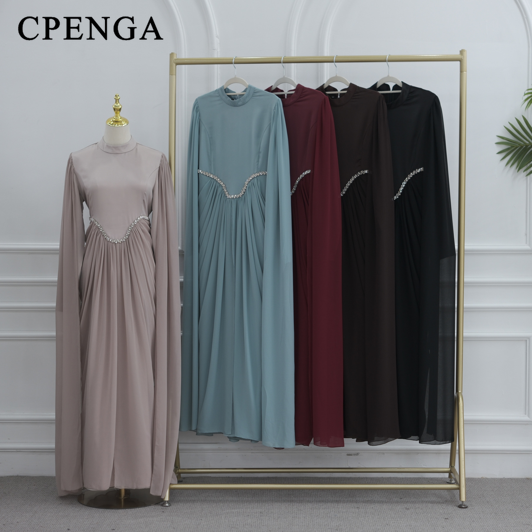 Robe modeste à manches longues et col haut pour femmes musulmanes, Abaya de luxe de Dubaï, tenue élégante pour les fêtes, nouveauté en Turquie, robe Kaftan