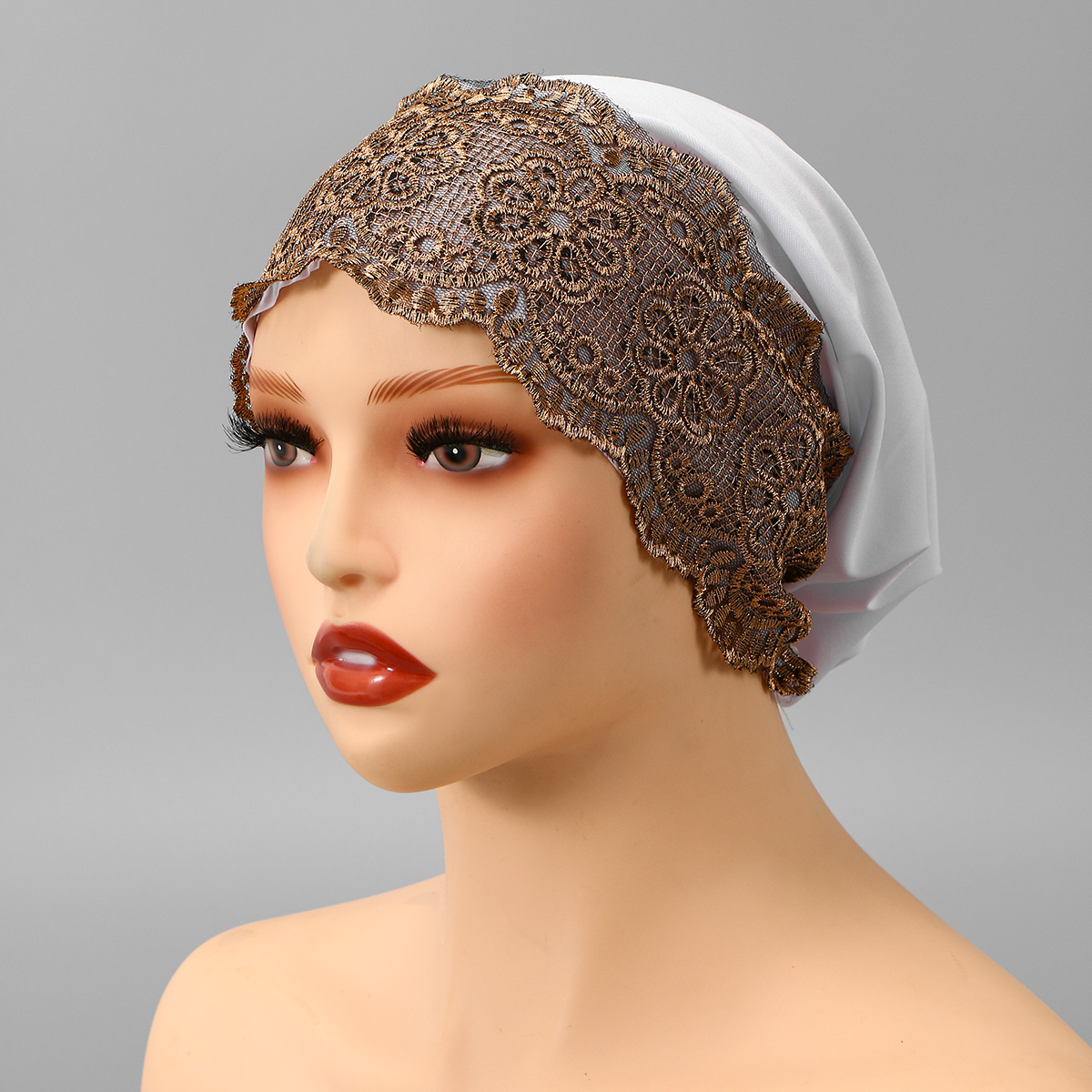 Chapeau de perles en dentelle musulmane, casquettes en tissu maille, Tube de perles associé à un fil de diamant acrylique, chapeau brodé pour femmes arabes de dubaï