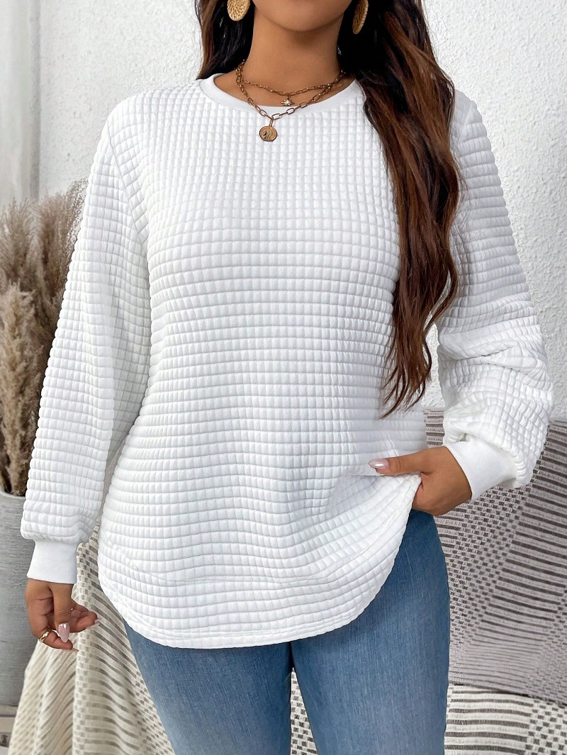 Sweat-shirt à carreaux grande taille pour femme, pull décontracté, monochromatique, document, mode printemps et hiver, convient pour CommConsulTravel
