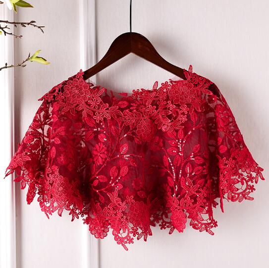 Pashmina rouge aviation en dentelle florale pour femmes, châle en dentelle jacquard vintage, crème solaire, printemps, été, R818