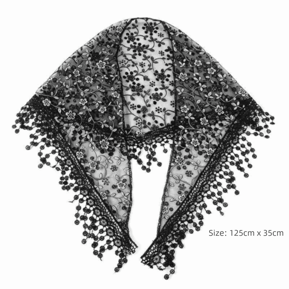 Écharpe triangulaire en dentelle brodée de motifs floraux, écharpe de hanche en dentelle ajourée brodée de motifs floraux, forme triangulaire, idéale pour superposer et couvrir, style Y2K.